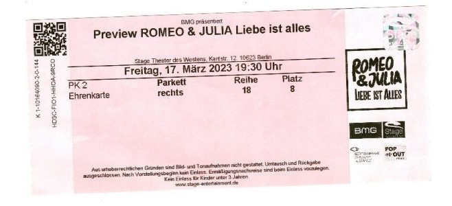 Romeo und Julia Ticket 00